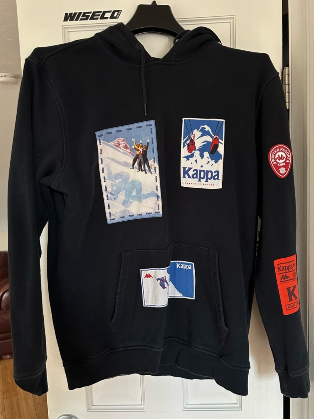 Kappa Black Hoodie with Red Logo Tag